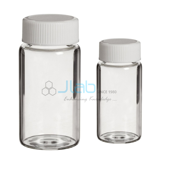 Wide Mouth Vials - Neutral glass, tall form, with closure, push-in plug type