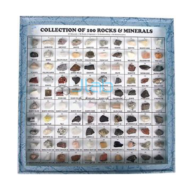 Collection of 100 Rocks and Minerals