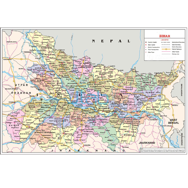 Bihar Political Cum Physical Chart