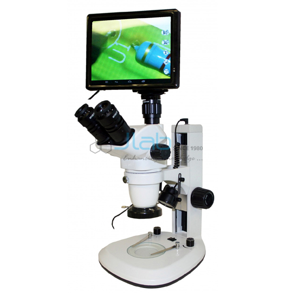 LCD Touch Pad Digital Wide Field Stereo Zoom Trinocular Microscope